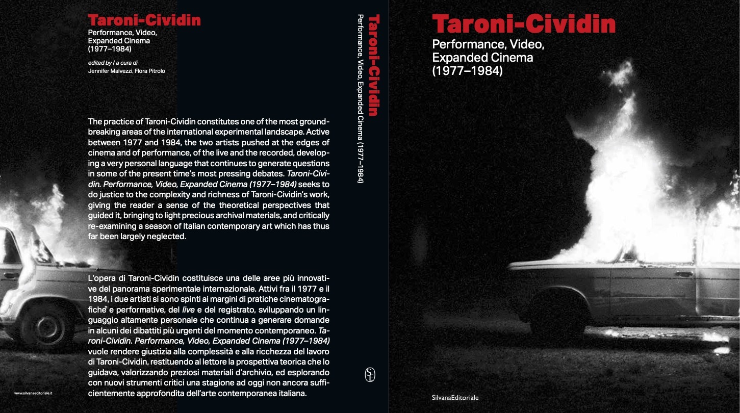 The book cover of ‘Taroni-Cividin: Performance, Video, Expanded Cinema (1977-1984)’.
