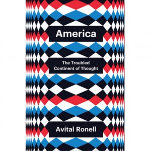 Red, white, black and blue diamonds make horizontal rows. They are thinner on the left and right edges and stretched across the middle.