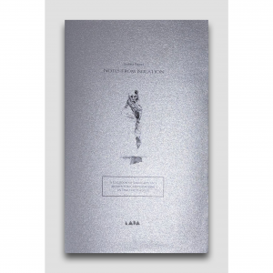 Silver book cover with slim drawn figure.