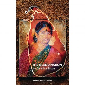 The Island Nation cover, a female figure dressed in a sari, overlaid with the outline of an island